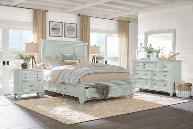 Hilton Head Mint 7 Pc King Storage Bedroom - Thumbnail - Image 1