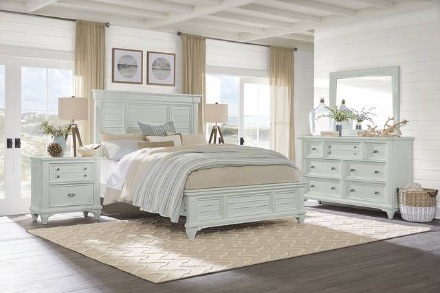 Hilton Head Mint 7 Pc Queen Panel Bedroom - Thumbnail - Image 1