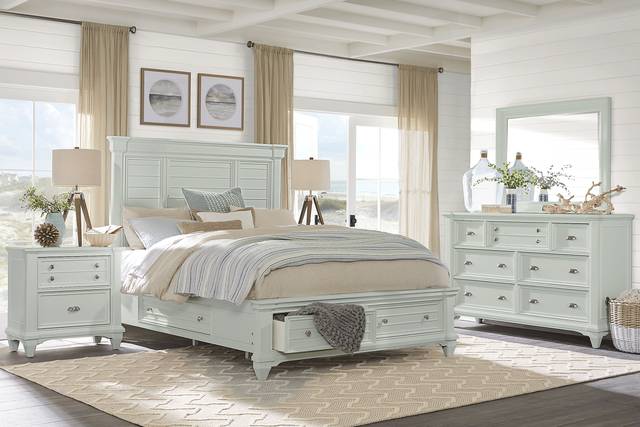 Hilton Head Mint 7 Pc Queen Storage Bedroom - Thumbnail - Image 1
