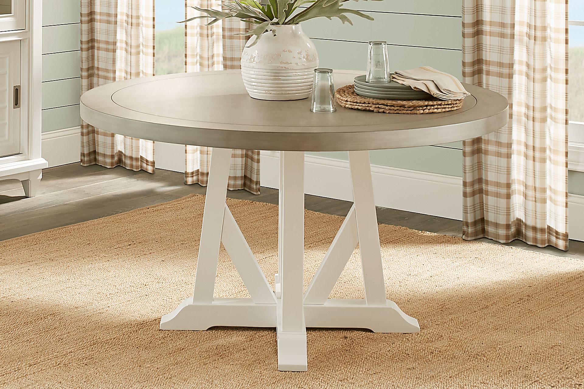 Hilton Head White 5 Pc Round Dining Room with Mint Chairs - Image 3