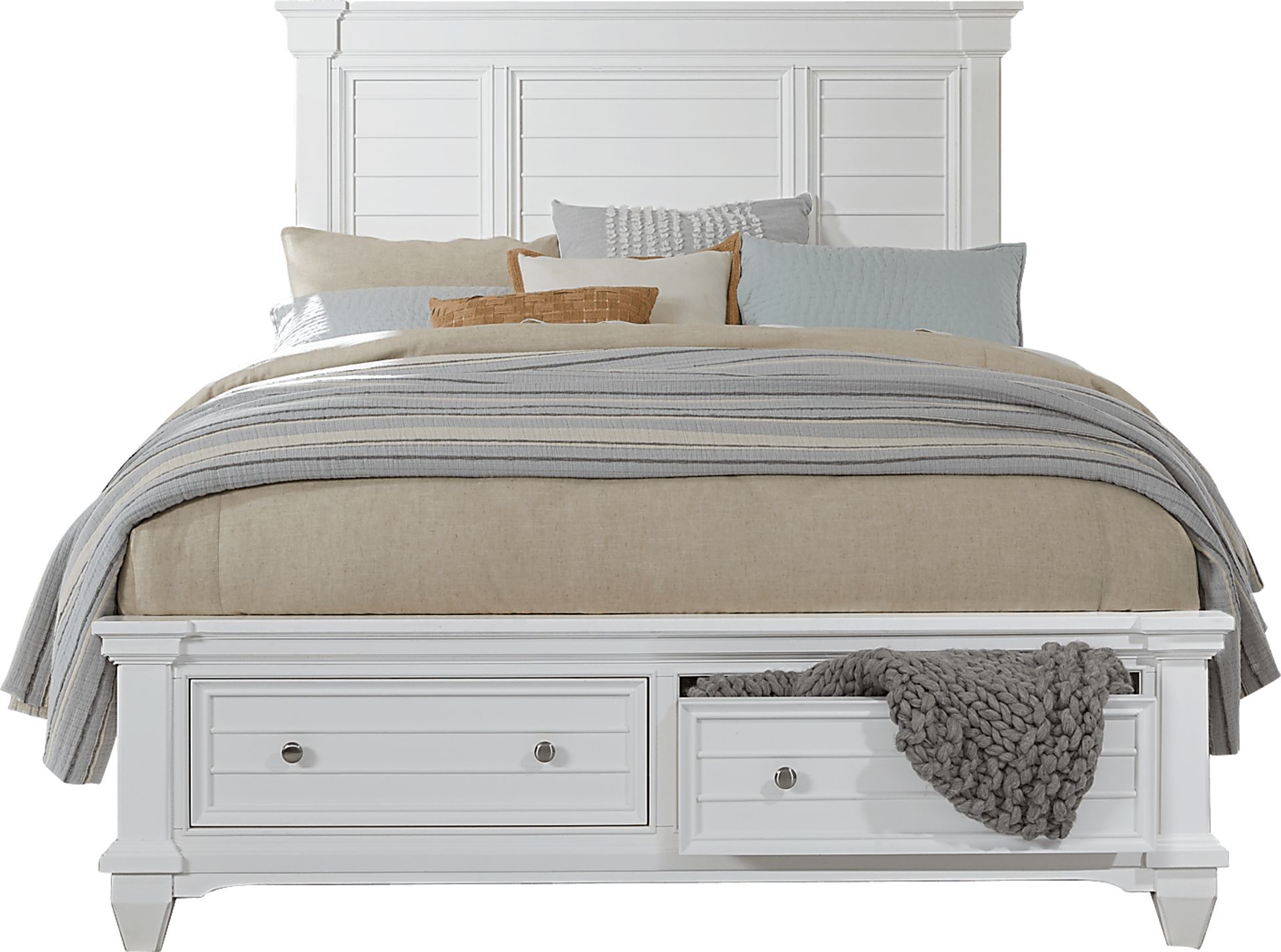 Hilton Head White 3 Pc King Panel Bed with Storage - Image 2