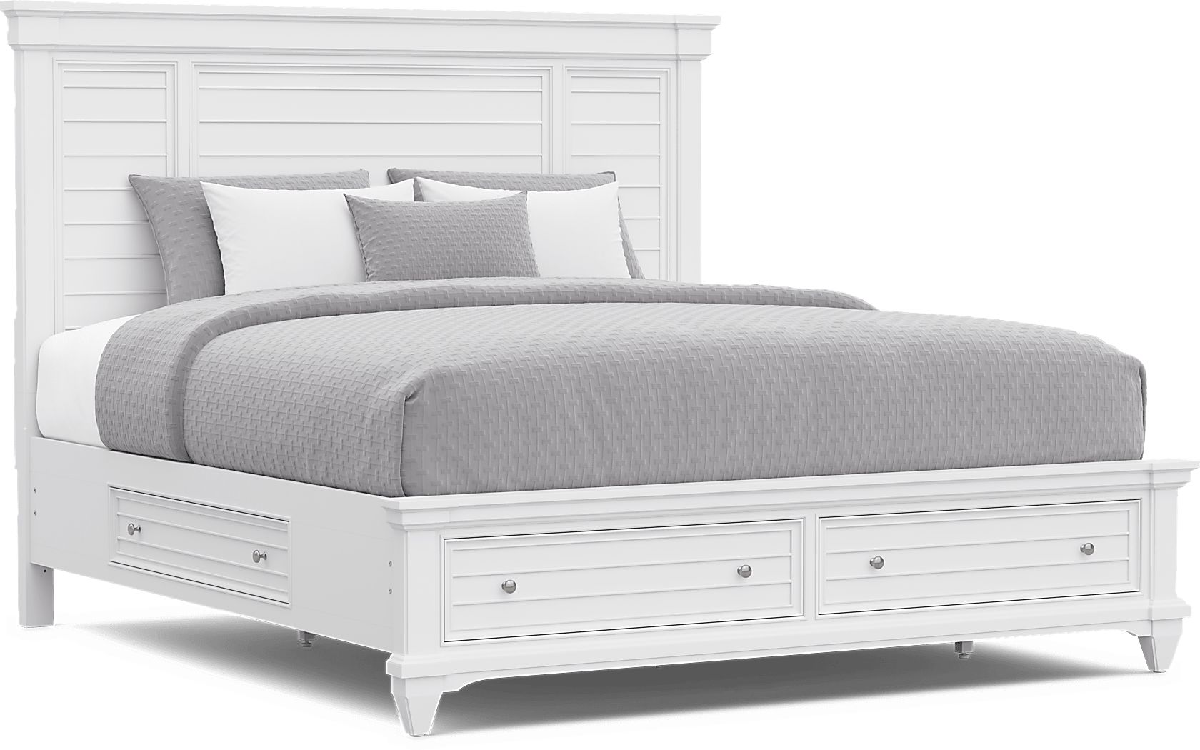 Hilton Head White 3 Pc King Panel Bed with Storage