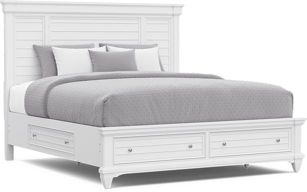 Hilton Head White 3 Pc King Panel Bed with Storage