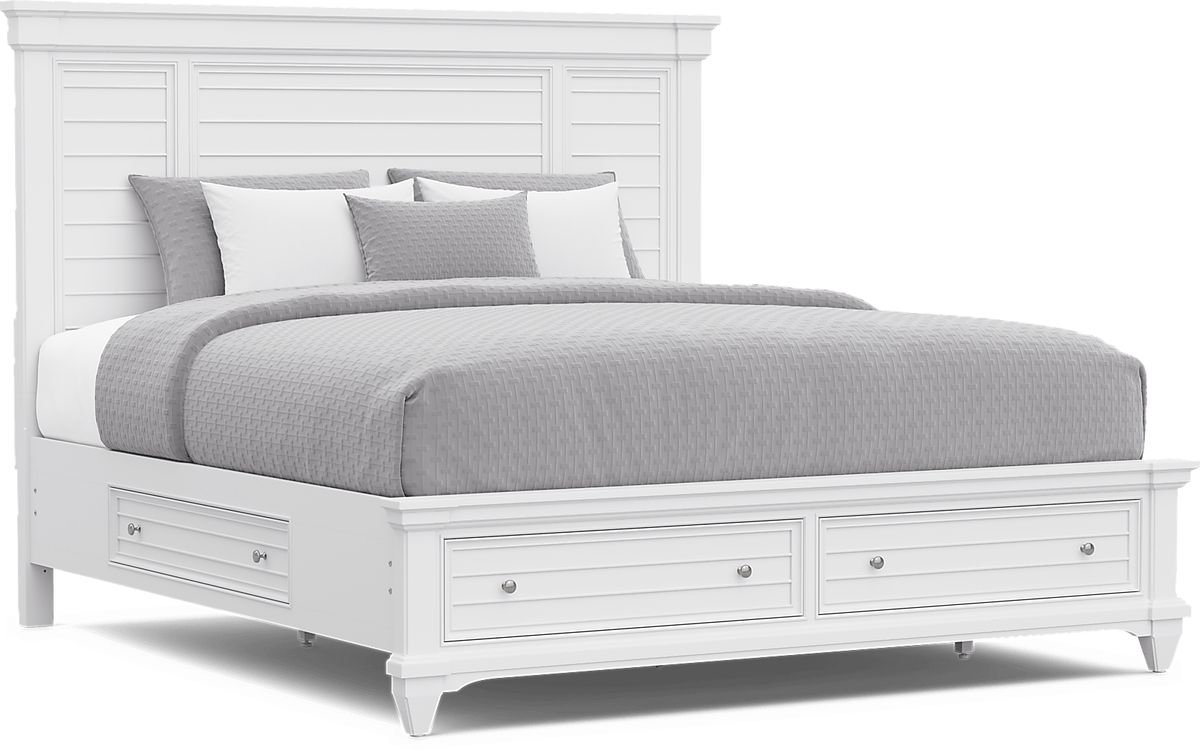Hilton Head White Colors,White 3 Pc King Panel Bed With Storage | Rooms ...