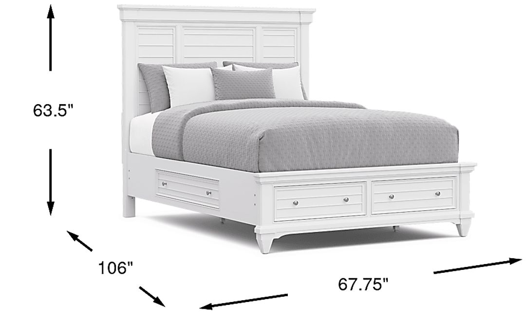 Hilton Head White 3 Pc Queen Panel Bed with Storage