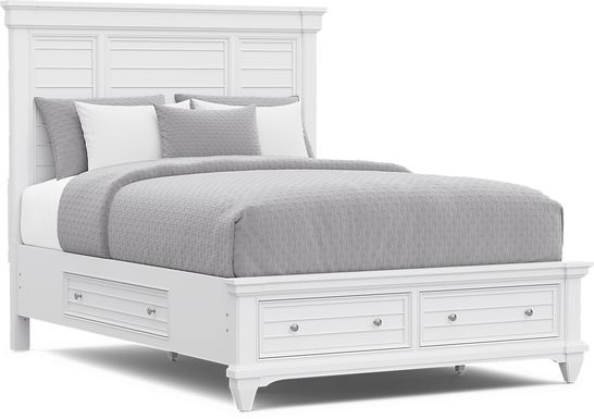 Hilton Head White 3 Pc Queen Panel Bed with Storage