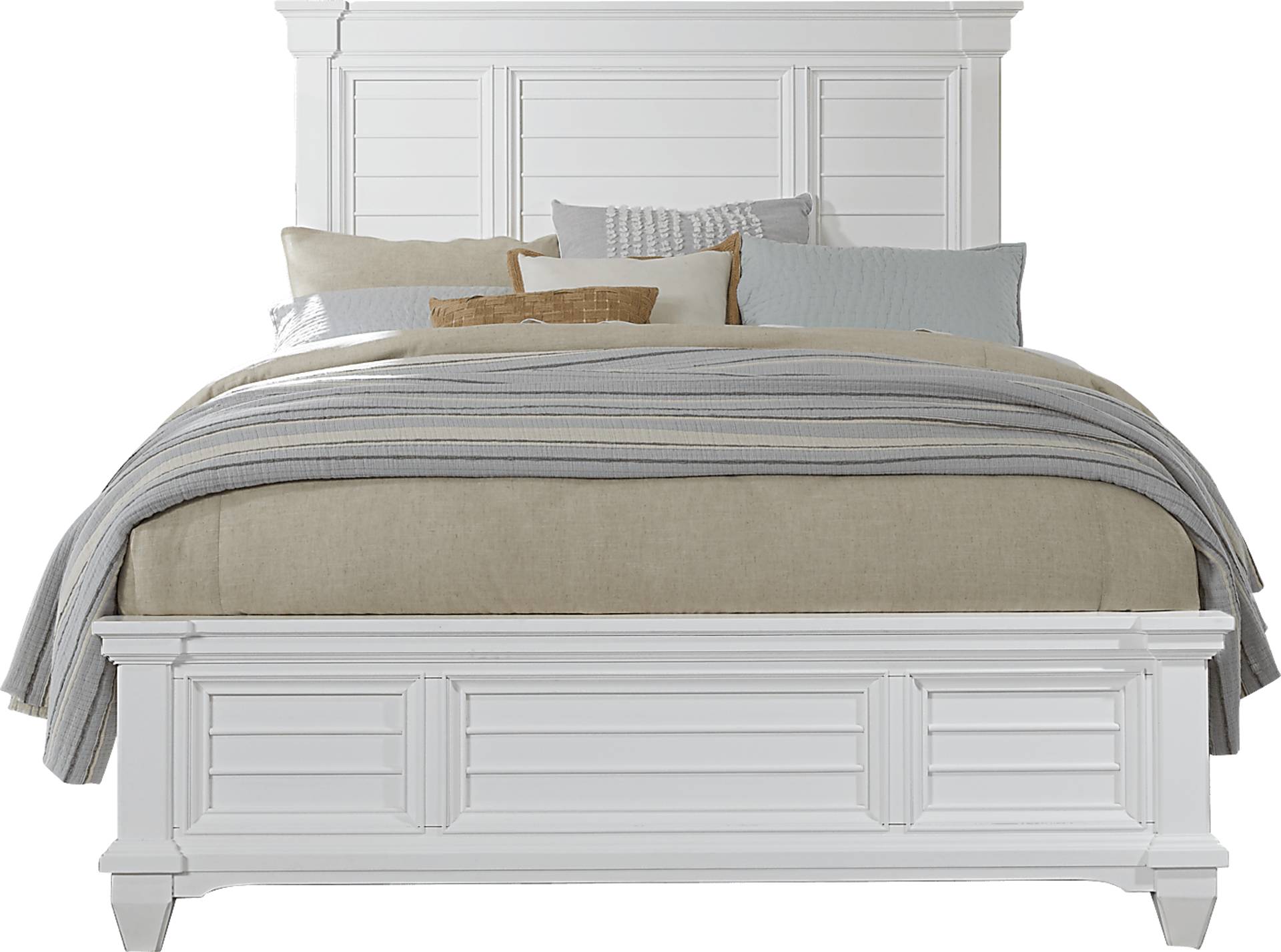 white 3 pc queen panel bed