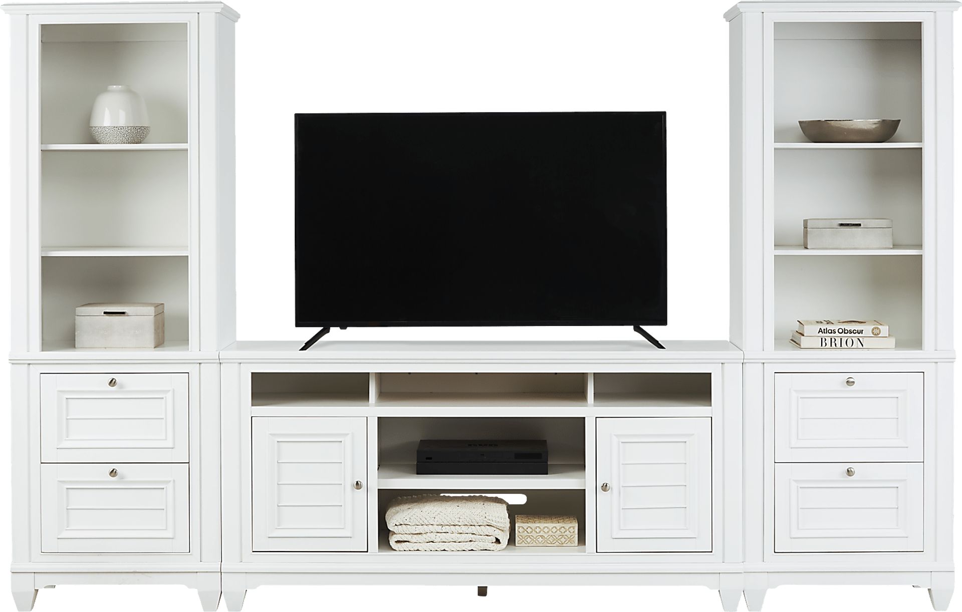 Hilton Head White 3 Pc Wall Unit with 66 in. Console - Image 2