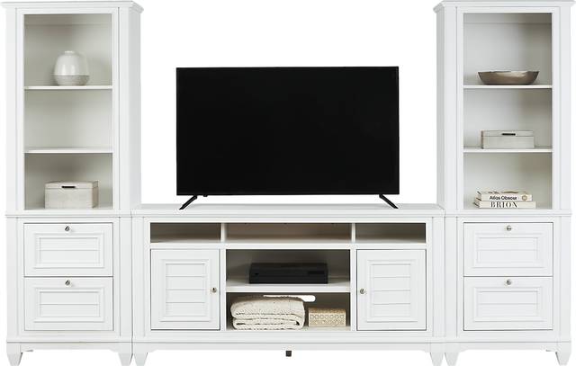 Hilton Head White 3 Pc Wall Unit with 66 in. Console - Thumbnail - Image 2