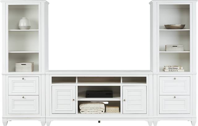 Hilton Head White 3 Pc Wall Unit with 66 in. Console - Thumbnail - Image 1