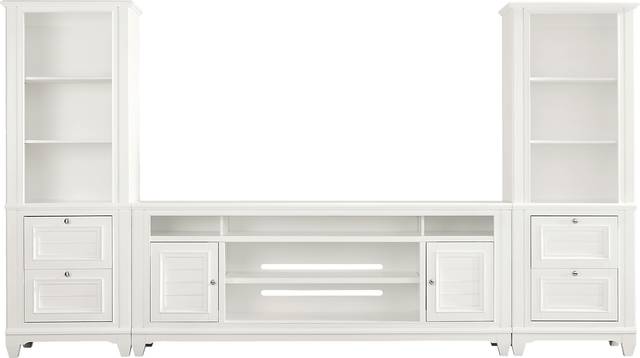 Hilton Head White 3 Pc Wall Unit with 82 in. Console - Thumbnail - Image 1