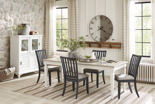 Hilton Head White 5 Pc Dining Room with Graphite Side Chairs - Thumbnail - Image 1