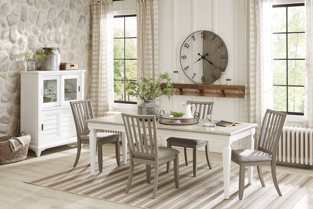 Hilton Head White 5 Pc Dining Room with Gray Side Chairs - Thumbnail - Image 1