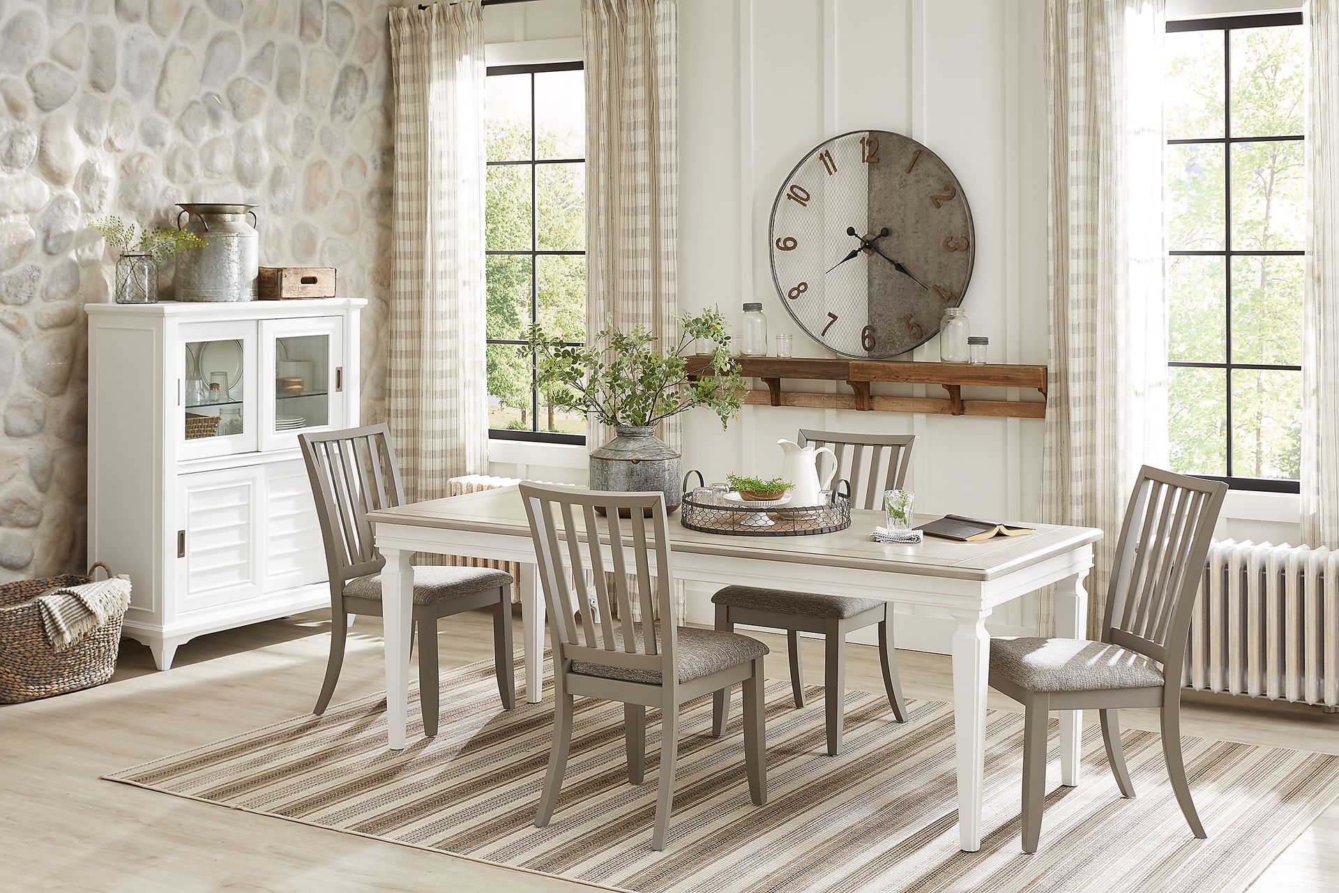 Hilton Head White 5 Pc Dining Room with Gray Side Chairs - Image 1