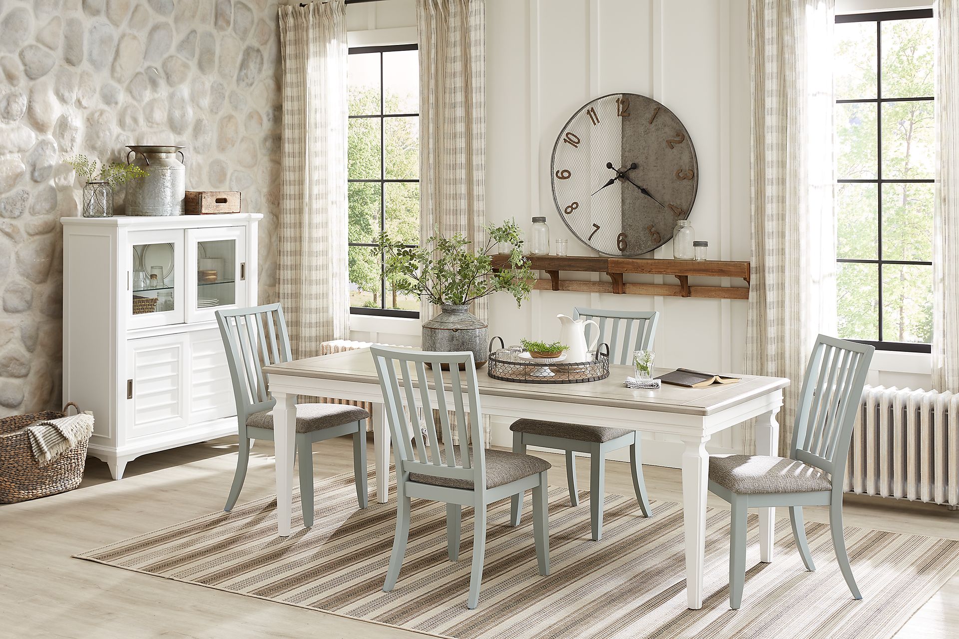 Hilton Head White 5 Pc Dining Room with Mint Side Chairs - Image 1