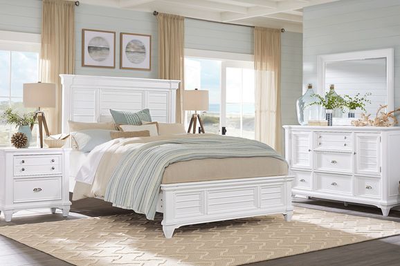 Hilton Head White 5 Pc King Panel Bedroom