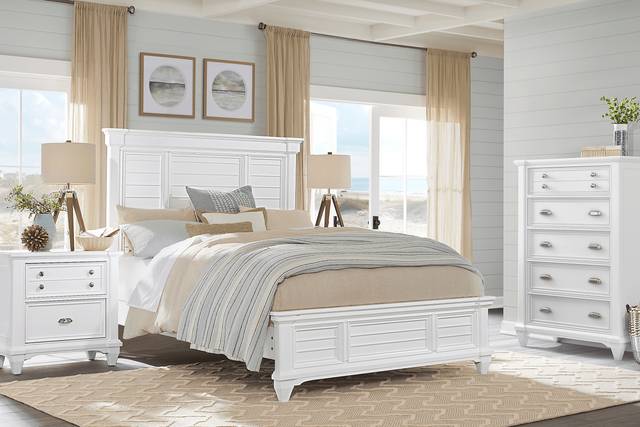 Hilton Head White 5 Pc King Panel Bedroom - Thumbnail - Image 1