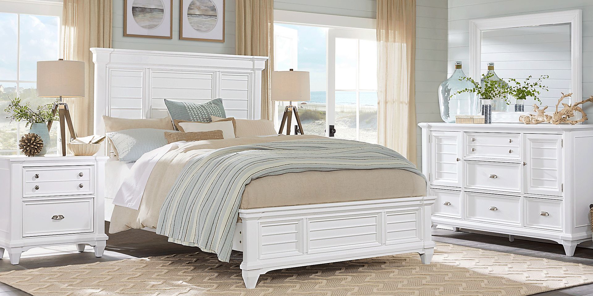 Hilton Head White 3 Pc King Panel Bed - Image 2