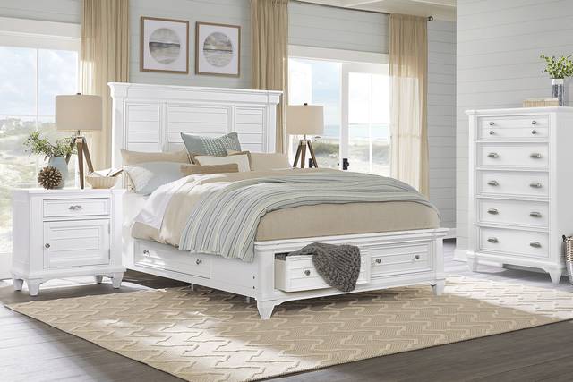 Hilton Head White 5 Pc King Storage Bedroom - Thumbnail - Image 1
