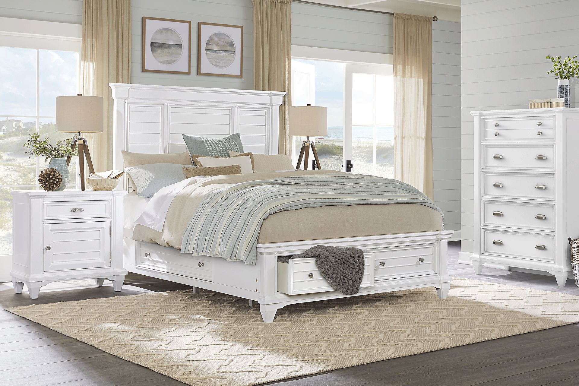 Hilton Head White 5 Pc King Storage Bedroom - Image 1