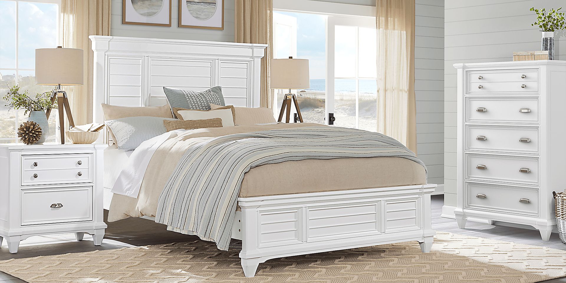 Hilton Head White 3 Pc Queen Panel Bed - Image 2