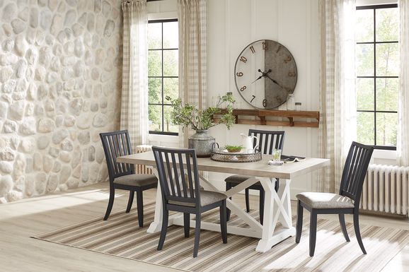 Hilton Head White 5 Pc Trestle Dining Room with Graphite Chairs