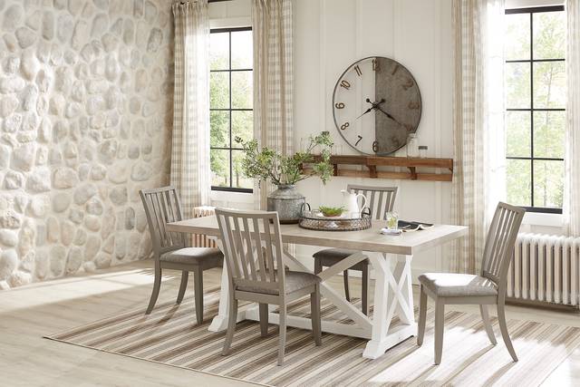 Hilton Head White 5 Pc Trestle Dining Room with Gray Chairs - Thumbnail - Image 1