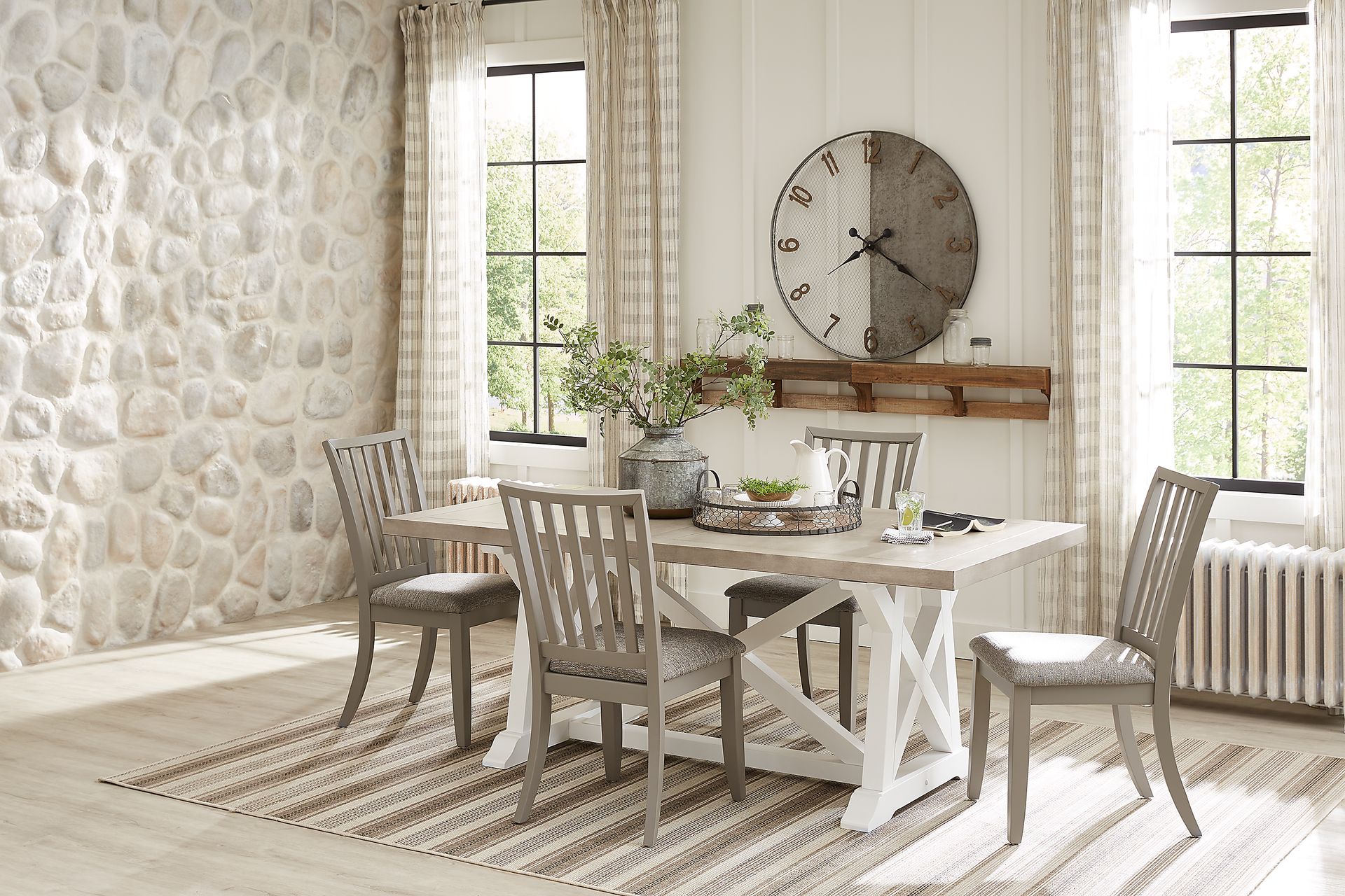 Hilton Head White 5 Pc Trestle Dining Room with Gray Chairs - Image 1