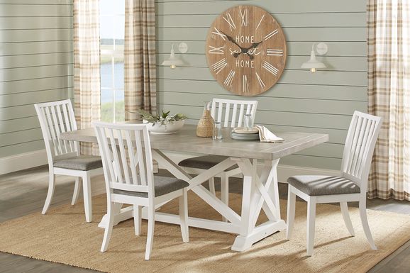 French Market 5 Pc White Colors,White Dining Room Set With Side