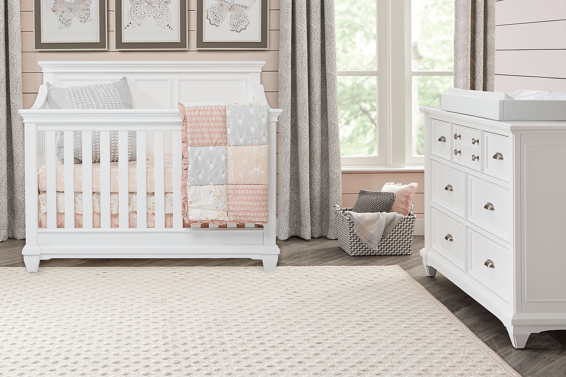 Hilton Head White 6 Pc Nursery with Toddler & Conversion Rails - Image 1