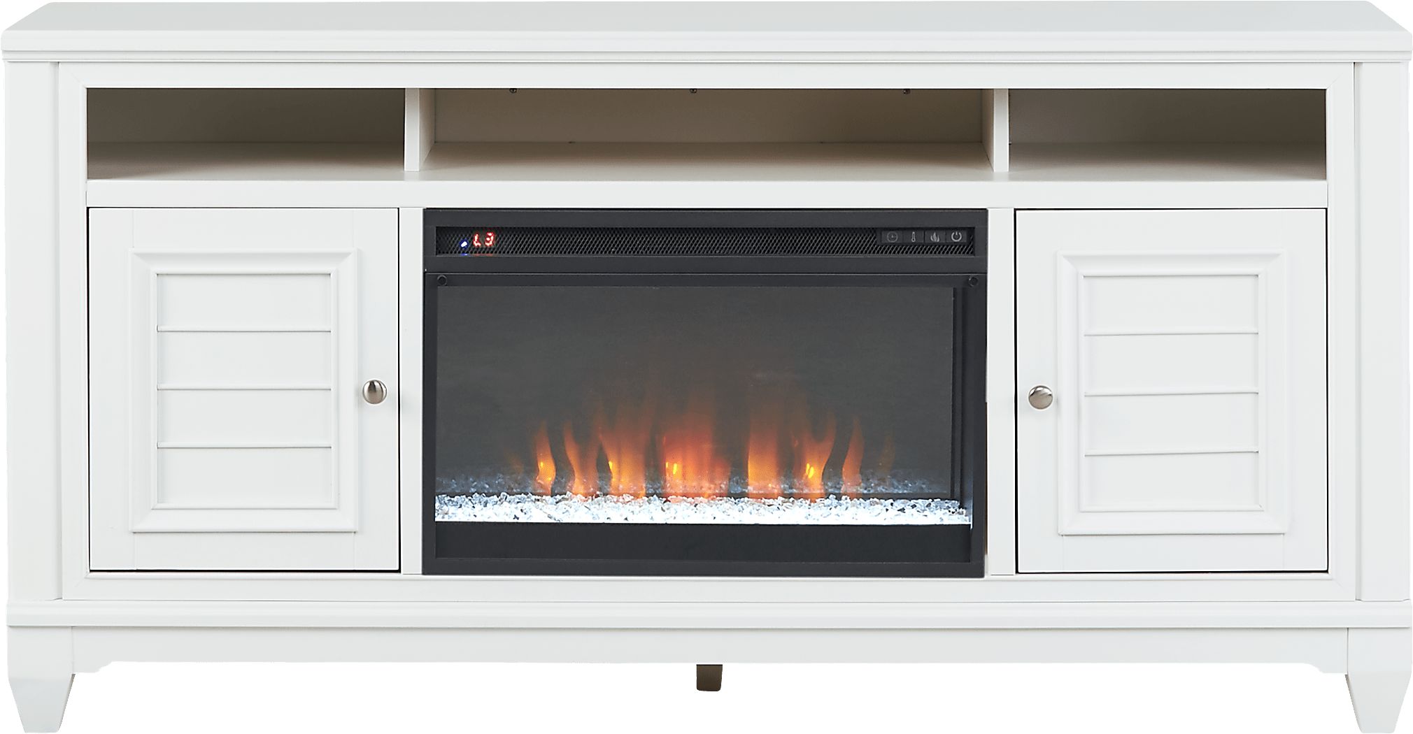 Haberfield White Colors White 66 in. Console With Fireplace