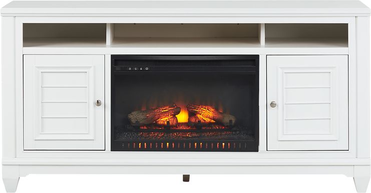 Hilton Head White 66 in. Console with Electric Log Fireplace