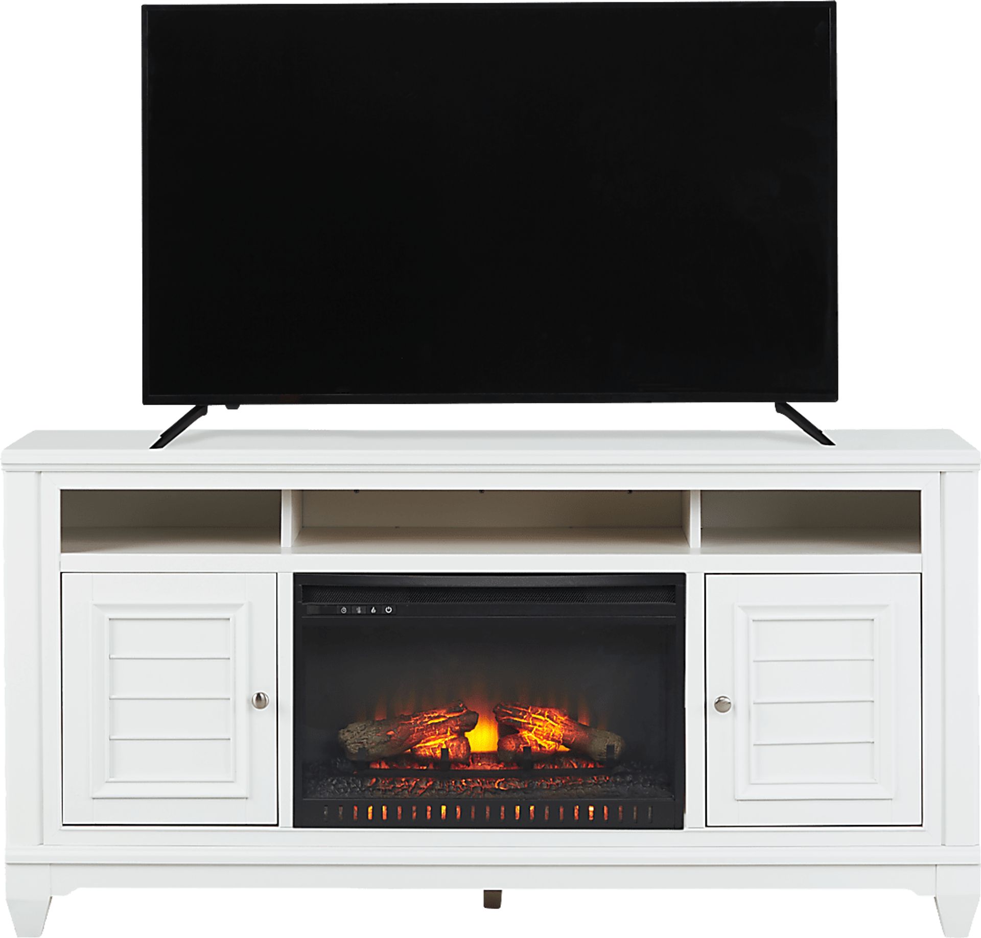 Hilton Head White 66 in. Console with Electric Log Fireplace - Image 2