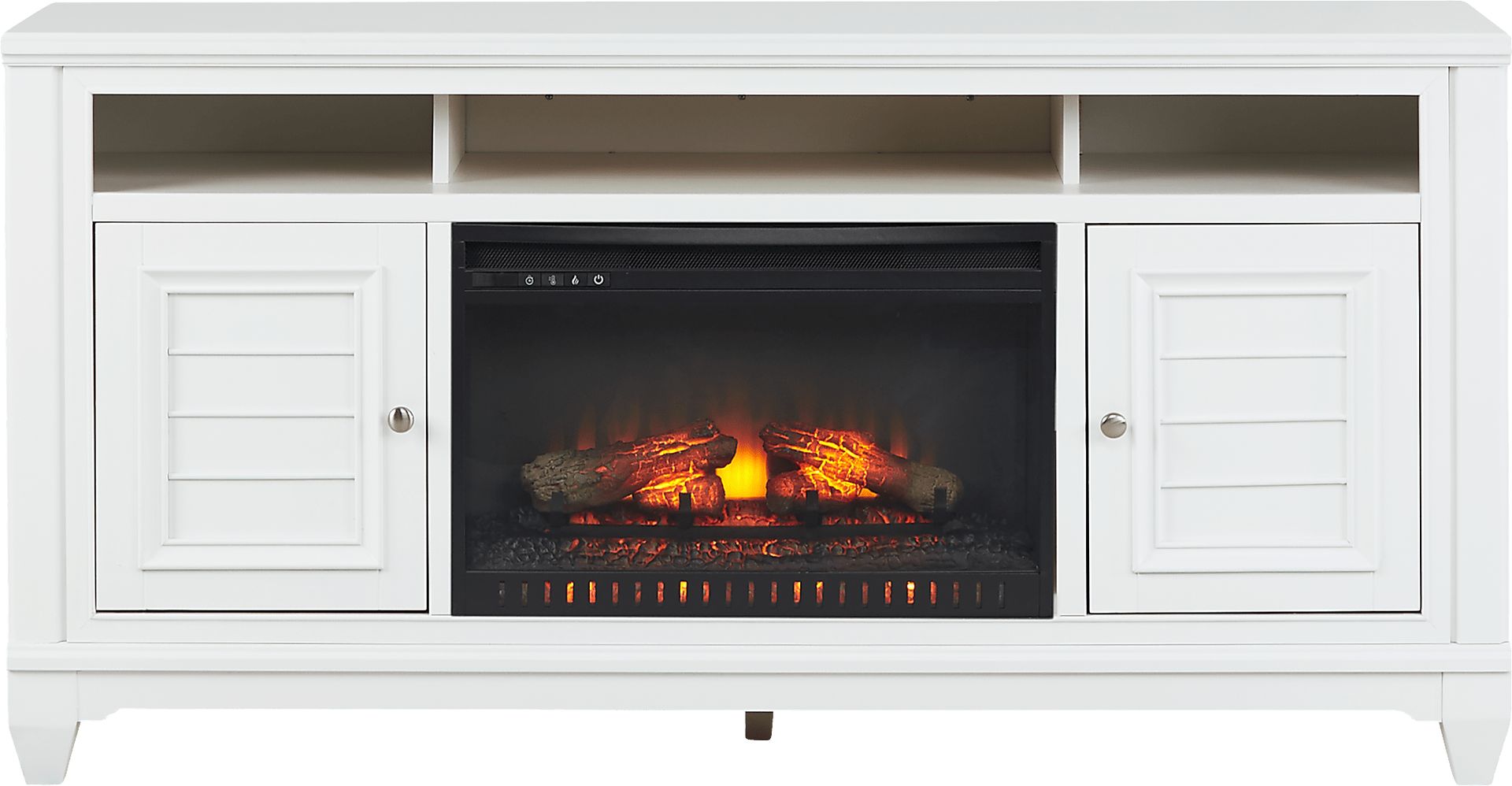 Hilton Head White 66 in. Console with Electric Log Fireplace - Image 1