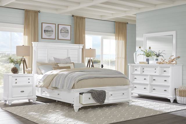 Hilton Head White 7 Pc King Storage Bedroom - Thumbnail - Image 1
