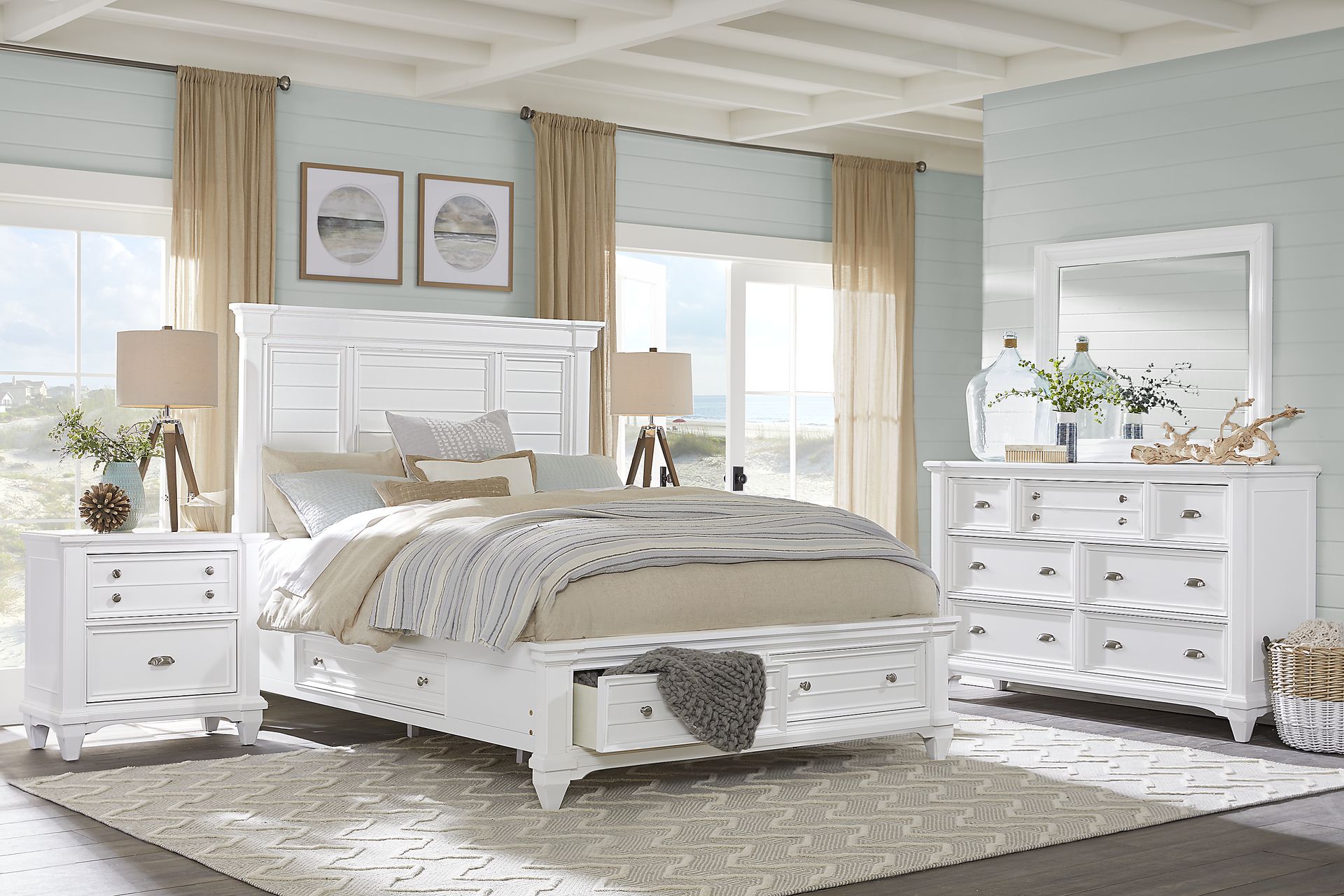 Hilton Head White 7 Pc King Storage Bedroom - Image 1