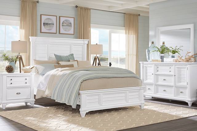 Hilton Head White 7 Pc Queen Panel Bedroom - Thumbnail - Image 1