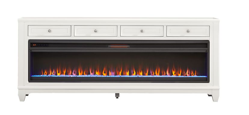 Hilton Head White 80 in. Console with Electric Fireplace