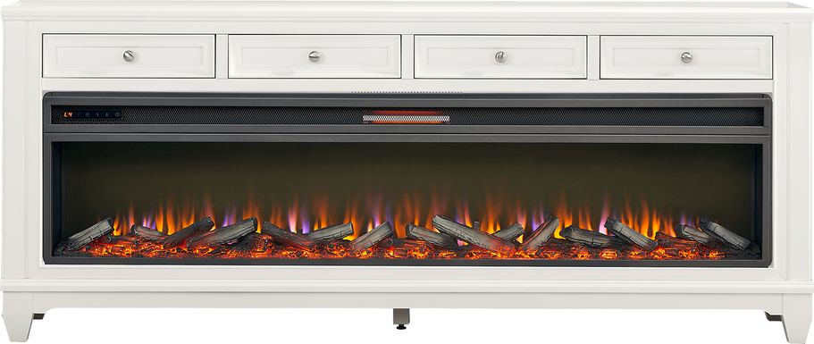 Hilton Head White 80 in. Console with Electric Log Fireplace