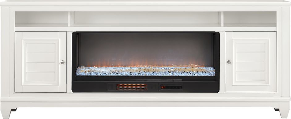 Hilton Head White 82 in. Console with Electric Fireplace