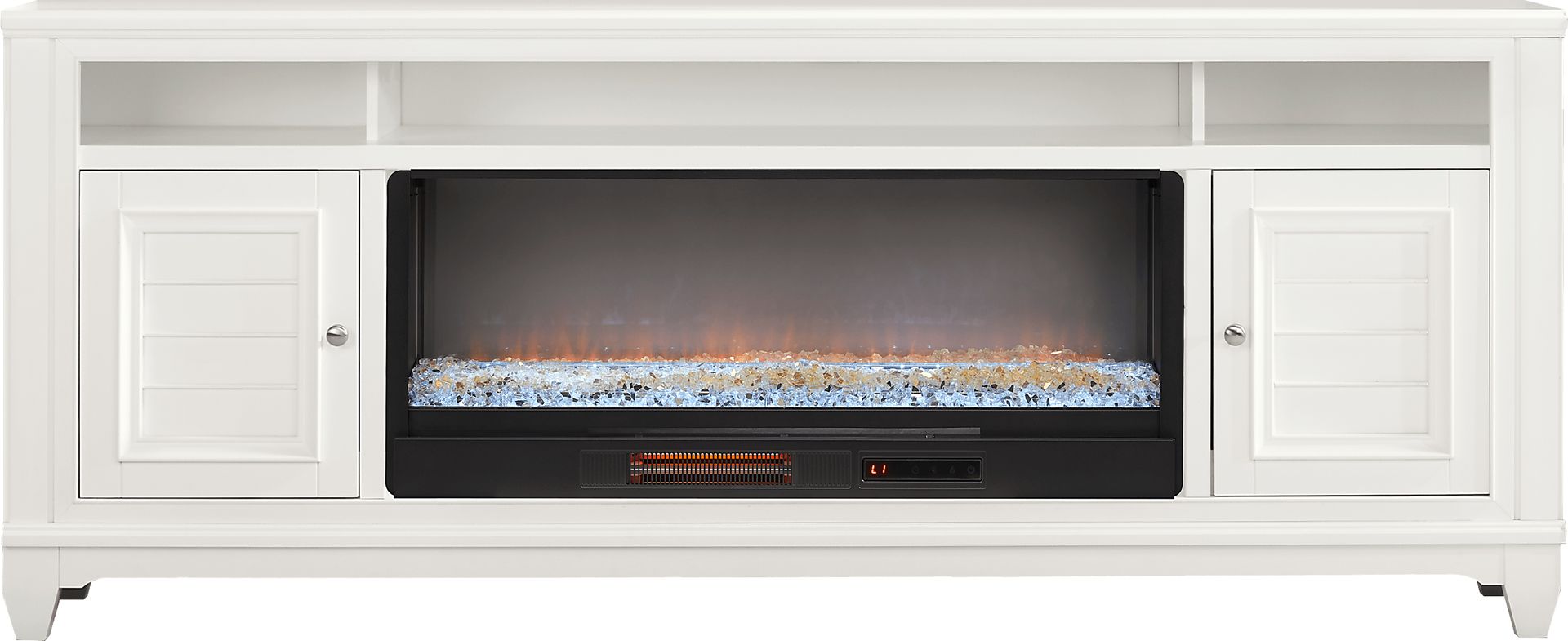 Hilton Head White 82 in. Console with Electric Fireplace - Image 1