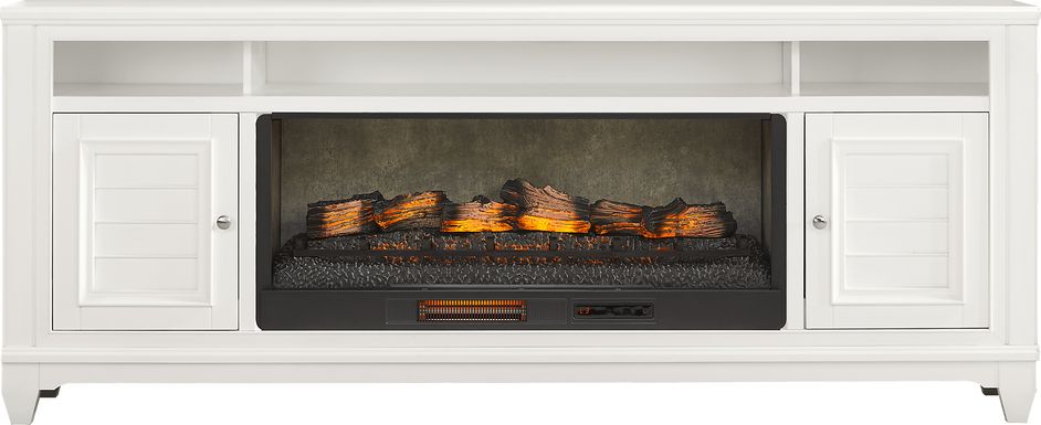Hilton Head White 82 in. Console with Electric Log Fireplace