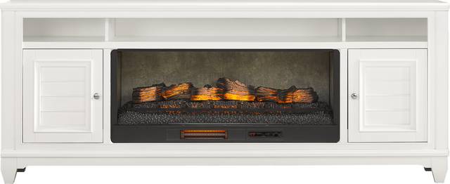 Hilton Head White 82 in. Console with Electric Log Fireplace - Thumbnail - Image 1