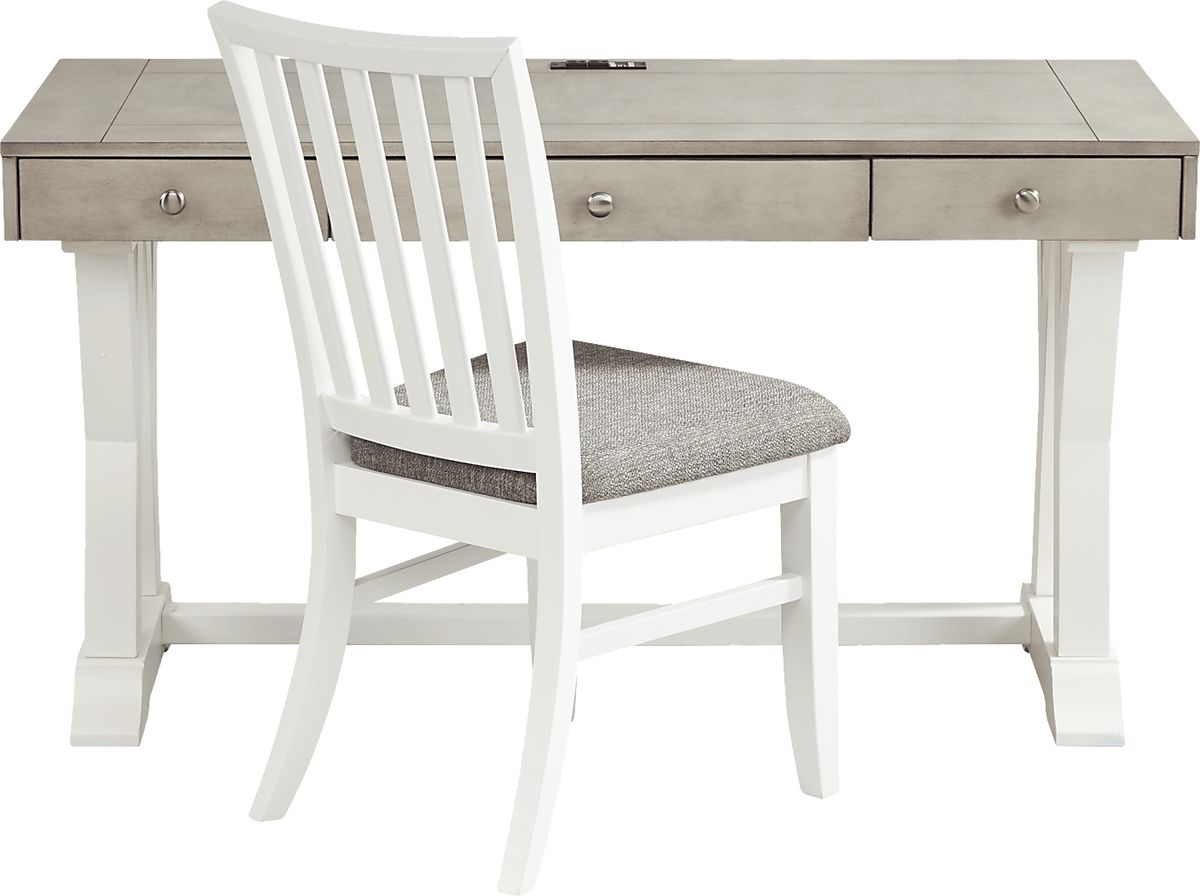 Hilton Head Gray,White Gray Desk With Chair | Rooms to Go