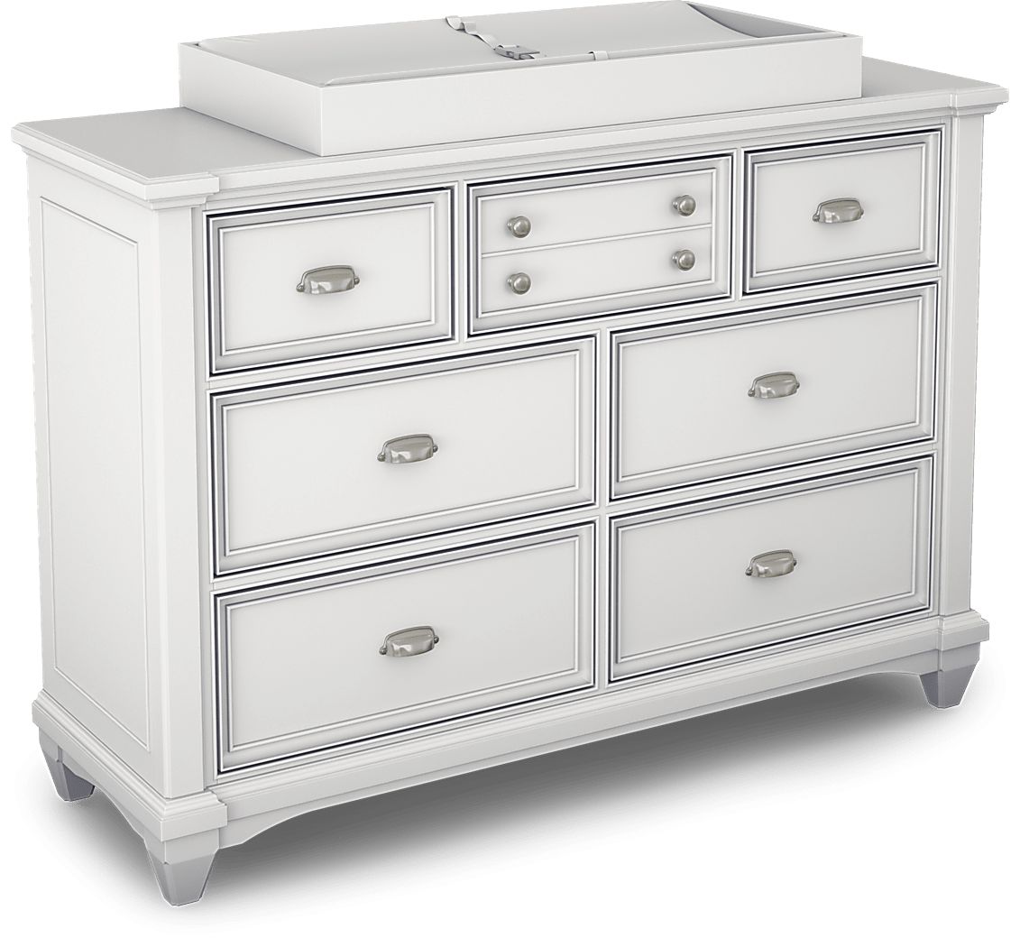 Hilton Head White Dresser with Changing Topper and Pad Rooms To Go