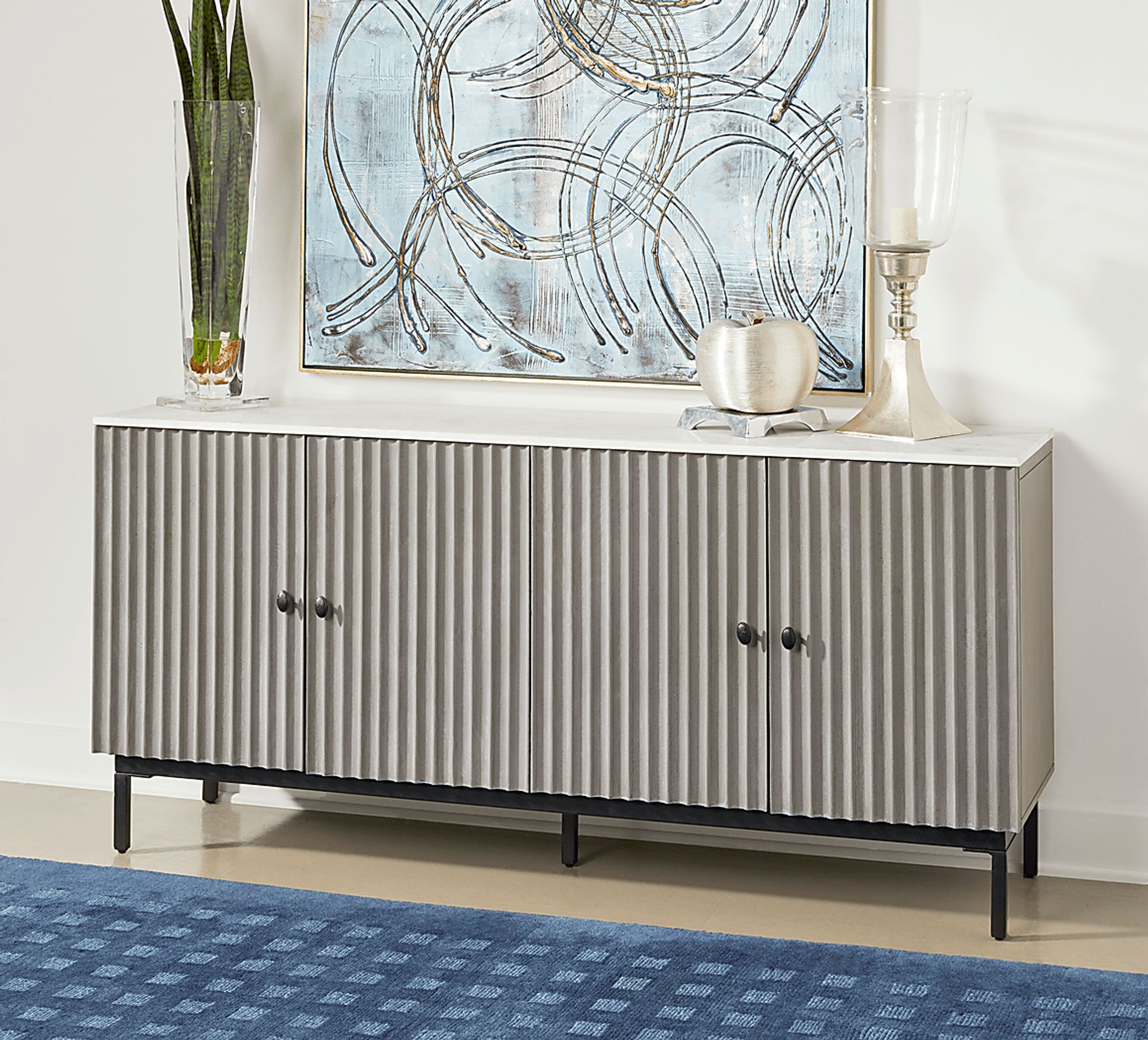 Hilyave Gray 4 Door Credenza - Image 2