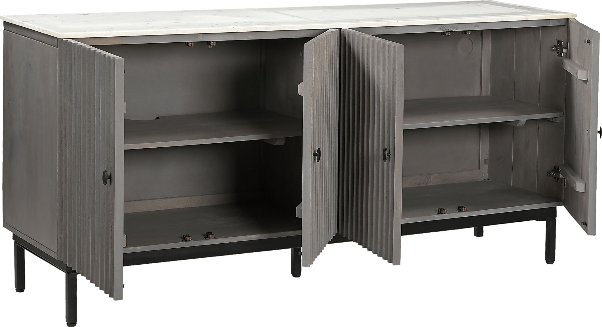 Hilyave Gray 4 Door Credenza - Image 3