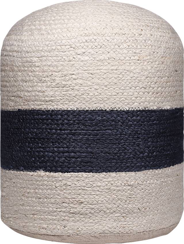 Himere White/Navy Pouf - Thumbnail - Image 1