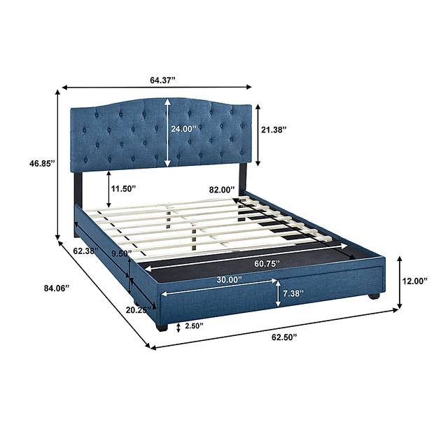 Hinesville Blue Queen Bed - Thumbnail - Image 9