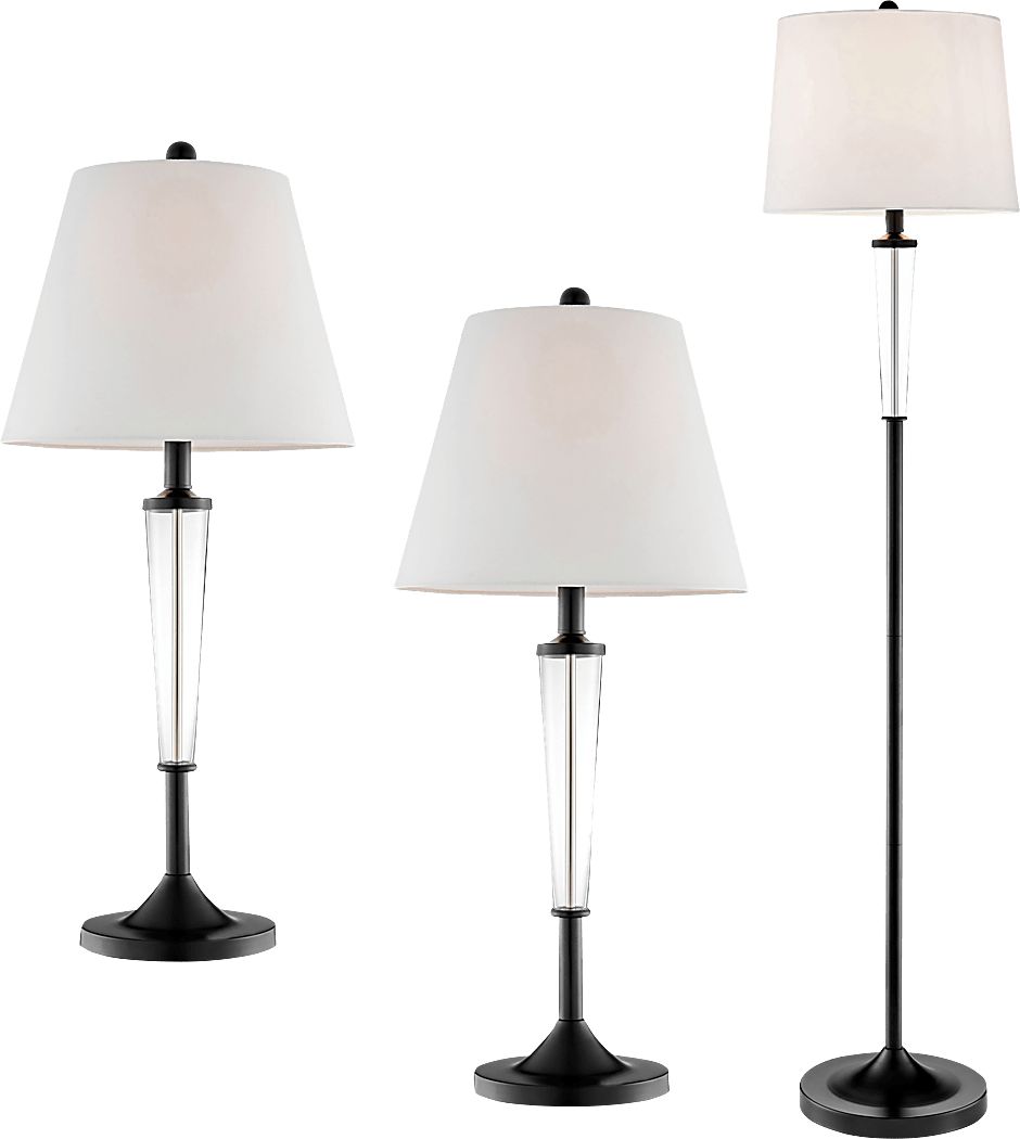 Hiniscus Peak Black Table Lamps, Set of 3